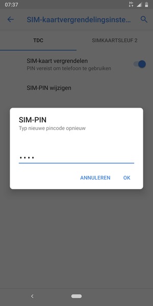 Bevestig uw nieuwe SIM-PIN en selecteer OK
