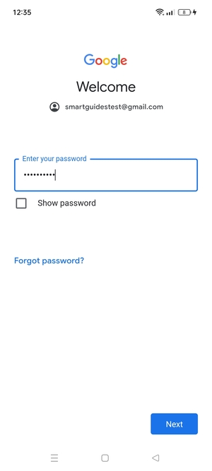 Enter your password and select Next