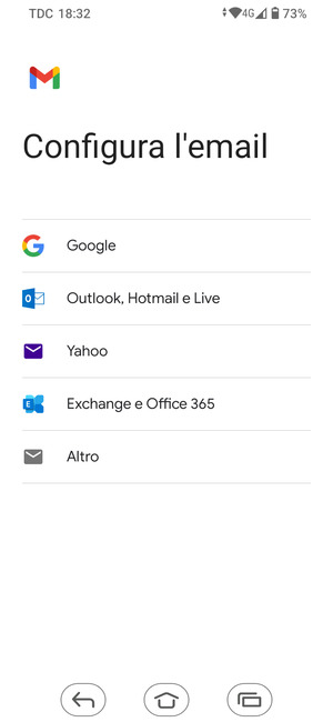 Seleziona Exchange e Office 365