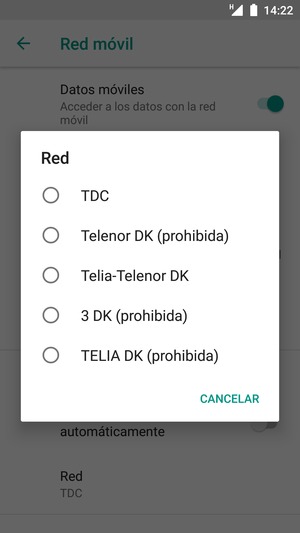 Seleccione un operador de red de la lista