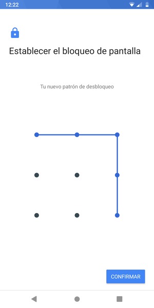 Dibuje de nuevo el patrón de desbloqueo y seleccione CONFIRMAR