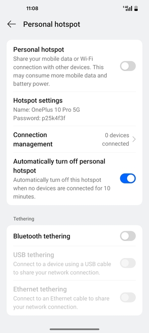 Turn Personal hotspot on