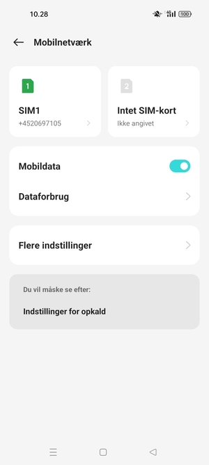 Vælg SIM1 eller SIM2