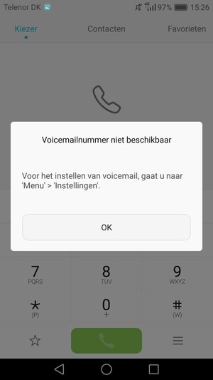 Als uw voicemail niet geïnstalleerd is, selecteert u OK