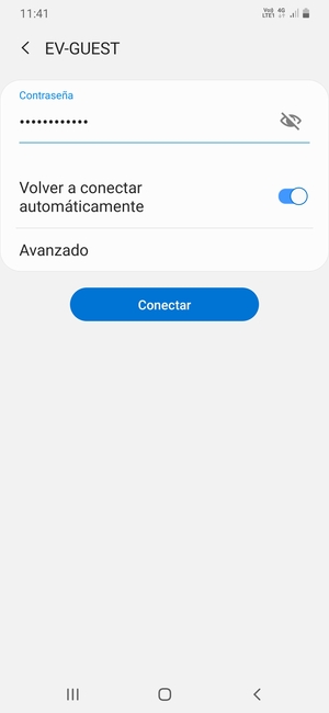 Introduzca la contraseña de Wi-Fi y seleccione Conectar