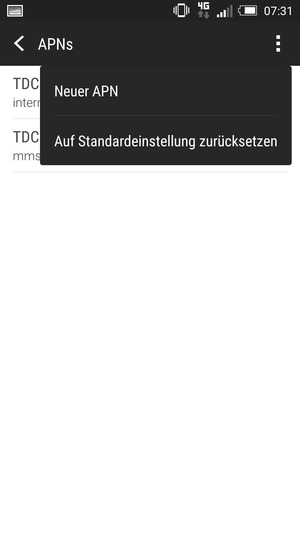 Wählen Sie die Menü-Taste und wählen Sie Auf Standardeinstellung zurücksetzen