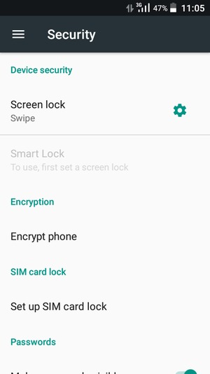 Select Screen lock