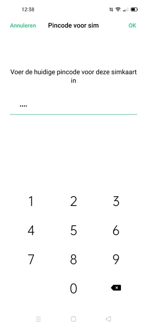 Voer uw huidige pincode voor deze simkaart in en selecteer OK