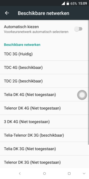 Selecteer een netwerkoperator uit de lijst