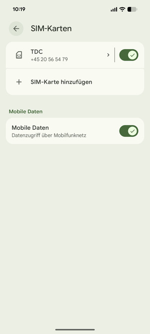 Wählen Sie SIM-Karte hinzufügen