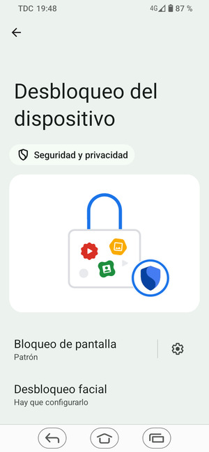 El teléfono ha sido asegurado con un bloqueo de pantalla