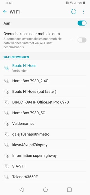 U bent nu verbonden met het WiFi-netwerk
