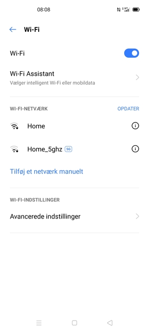 Vælg det trådløse netværk, du ønsker at oprette forbindelse til