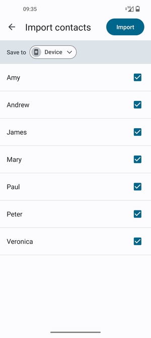 Select the v button