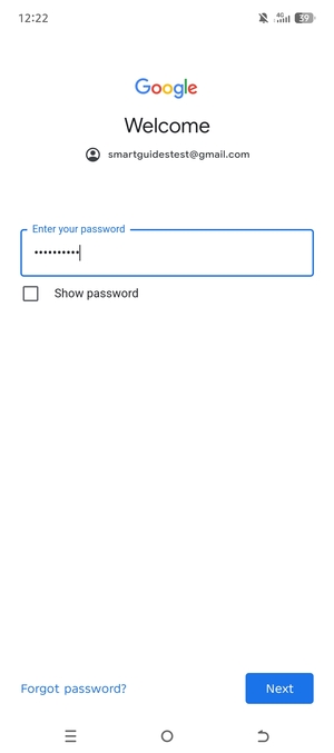 Enter your password and select Next