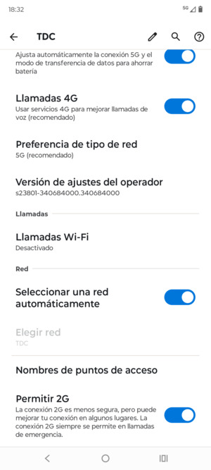 Para cambiar la red en caso de problemas de conectividad, desactive Seleccionar una red automáticamente