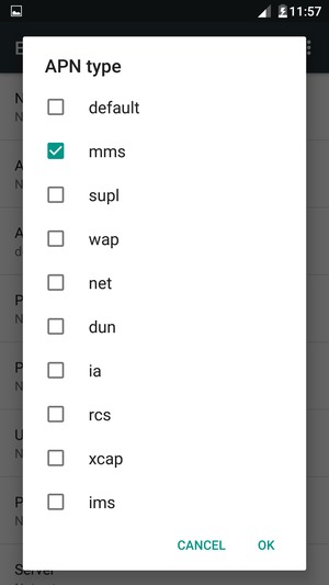 Check the mms checkbox and select OK