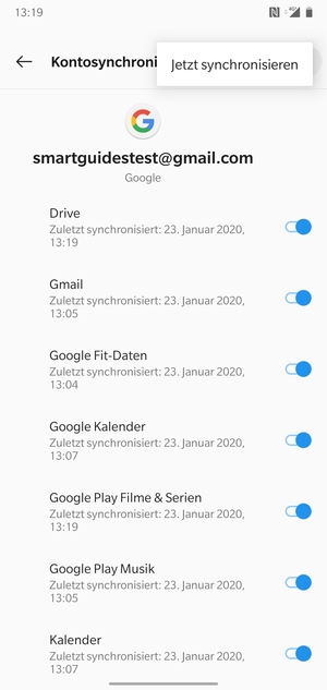 Wählen Sie Jetzt synchronisieren