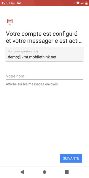 Donnez un nom à votre compte et saisissez votre nom. Sélectionnez SUIVANTE