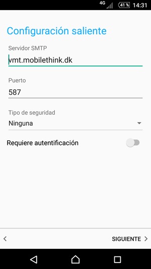 Desactive Requiere autentificación y seleccione SIGUIENTE
