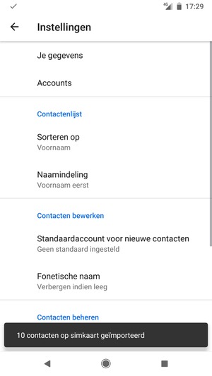 Uw contactpersonen worden opgeslagen naar uw Google-account en naar uw telefoon de volgende keer dat Google gesynchroniseerd wordt.