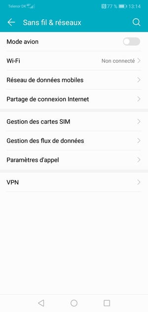 Sélectionnez Partage de connexion Internet