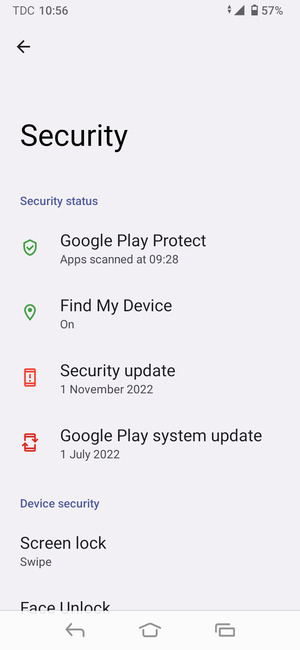 To activate your screen lock, go to the Security menu and select Screen lock