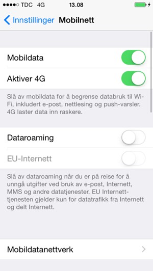 Velg Mobildatanettverk