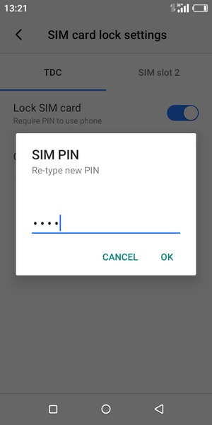 Confirm your new SIM PIN and select OK