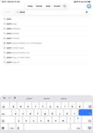 Geben Sie den Namen der App ein und wählen Sie Suchen
