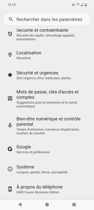 Faites défiler et sélectionnez Système