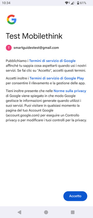 Seleziona Accetto