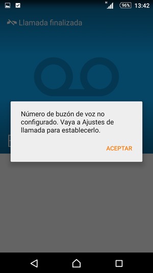 Si el correo de voz no está configurado, seleccione  ACEPTAR