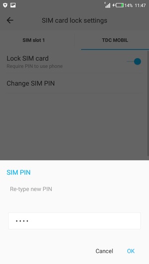 Confirm your new SIM PIN and select OK