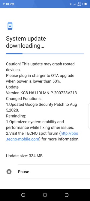 If your phone is not up to date, follow the instructions on the screen.