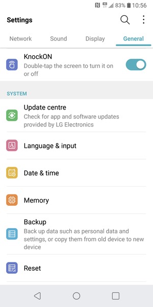 Scroll to and select Backup
