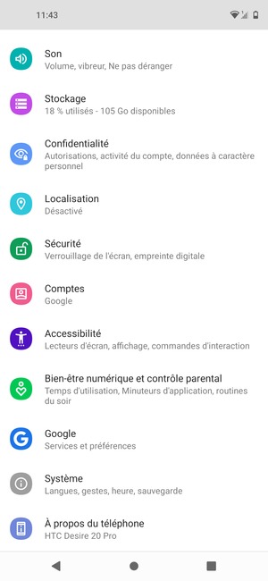 Faites défiler et sélectionnez Système