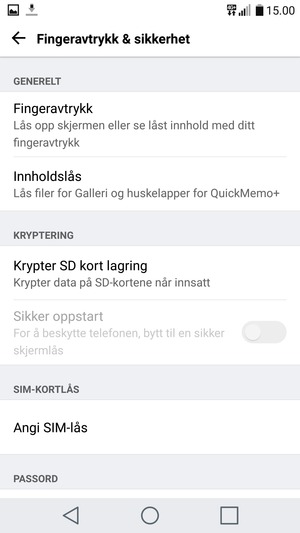 Velg Angi SIM-lås