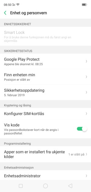 Bla til og velg Konfigurer SIM-kortlås