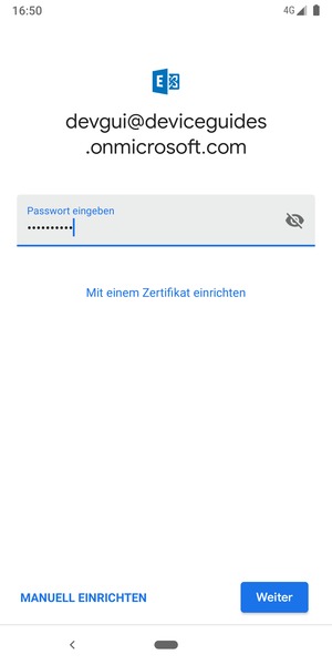 Geben Sie Ihre Passwort ein und wählen Sie MANUELL EINRICHTEN