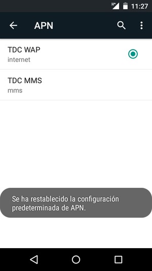 El teléfono se reiniciará con la configuración predeterminada de Internet y MMS