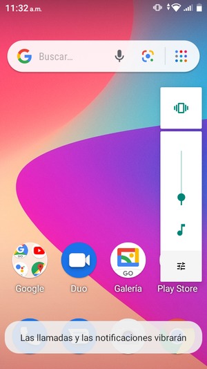 Seleccione Vibración para cambiar al modo silencio