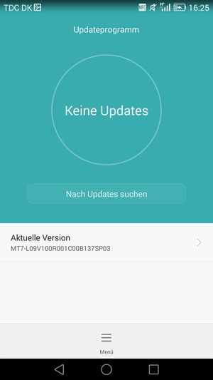Falls Ihr Handy aktualisiert ist, wird Ihnen der folgende Bildschirm angezeigt.