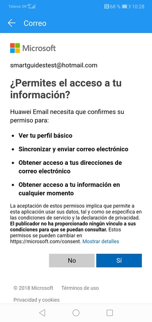 Seleccione Sí