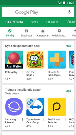Tryck på sökfältet