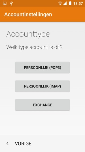 Selecteer PERSOONLIJK (POP3) of PERSOONLIJK (IMAP)