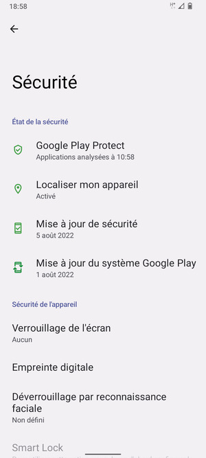 Sélectionnez Verrouillage de l'écran