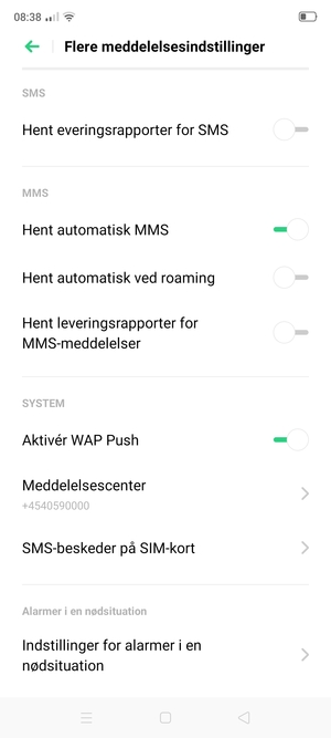 Vælg Meddelelsescenter