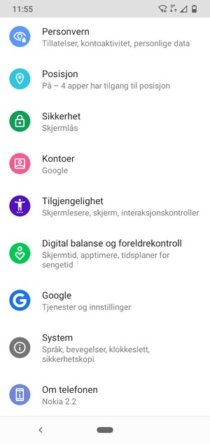 Bla til og velg Sikkerhet