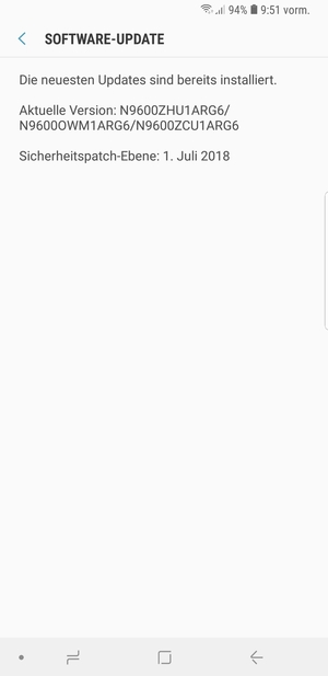 Falls Ihr Handy aktualisiert ist, wird Ihnen der folgende Bildschirm angezeigt